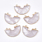 Electroplate Natural Quartz Crystal Semi Circle Pendants, Rock Crystal, with Iron Findings, Faceted, Half Round, Golden, 28~28.5x41x5~7mm, Hole: 2.5mm