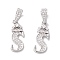 Eco-Friendly Brass Micro Pave Cubic Zirconia Pendants, Long-Lasting Plated, Real Platinum Plated, Cadmium Free & Lead Free, Letter, Letter.S, 16~20x7~11.5x1.5~2.2mm, Hole: 6.5x3.5mm