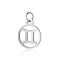 Non-Tarnish 304 Stainless Steel Charms, with Jump Rings, Polished, Flat Round with Constellation, Gemini, 13x11x1mm, Hole: 2.5mm