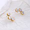 Stainless Steel Three Flat Round Stud Earrings, with Clear Cubic Zirconia, Golden