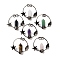 Natural Mixed Stone Faceted Pointed Bullet Big Pendants, Brass Ring Charms with Star & Moon & Jump Rings, Red Copper, 47~49x52.5x9.5~10mm, Hole: 6.6mm