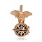 Golden Plated Brass Hollow Round Cage Pendants, with No Hole Spray Painted Brass Beads, Black, 38x31x20mm, Hole: 3x8mm