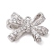 Rack Plating Brass Micro Pave Clear Cubic Zirconia Pendants, Long-Lasting Plated, Lead Free & Cadmium Free, Bowknot, Platinum, 14.5x19.5x5.5mm, Hole: 1.4mm