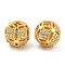 Brass Micro Pave Clear Cubic Zirconia Beads, Round, Real 18K Gold Plated, 8mm, Hole: 1mm