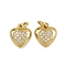 Brass Micro Pave Cubic Zirconia Pendants, Heart Charms, with Jump Ring, Real 16K Gold Plated, 10.5x10x2.5mm, Hole: 3.5mm