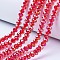 Electroplate Glass Beads Strands, AB Color Plated, Faceted, Rondelle, Red, 6x5mm, Hole: 1mm, about 80~85pcs/strand, 38~40cm