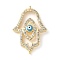 Brass Micro Pave Cleear Cubic Zirconia Evil Eye Hamsa Hand Connector Charms, with Enamel, Religion Links, Cadmium Free & Lead Free, Long-Lasting Plated, Rack Plating, Real 18K Gold Plated, 29x19.5x4mm, Hole: 1mm