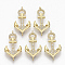 Brass Micro Pave Clear Cubic Zirconia Links Connectors, Cadmium Free & Lead Free, Anchor, Golden, 31x15.5x2.5mm, Hole: 1.6mm