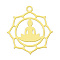 201 Stainless Steel Pendants, Laser Cut, PVD Vacuum Plating, Flower with Yoga, Golden, 21.5x19.5x1mm, Hole: 1.5mm