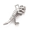 Alloy Pendants, Cadmium Free & Lead Free, 3D Tyrannosaurus, Platinum, 28.5x34.5x10mm, Hole: 4x3mm