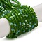 Imitation Jade Glass Beads Strands, Half AB Color Plated, Faceted, Frosted, Rondelle, Green, 3.5~3.8x3mm, Hole: 1mm, about 105~110pcs/strand, 29~31cm