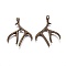 Tibetan Style Alloy Deer Antler Pendants, Cadmium Free & Nickel Free & Lead Free, Antique Bronze, 50x38x2.5mm, Hole: 2mm