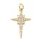 Brass Micro Pave Cubic Zirconia Pendants, Cadmium Free & Lead Free, Star Charms, with Jump Ring, Real 18K Gold Plated, 23x15x2mm, Hole: 3mm