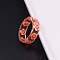 Transparent Resin Finger Rings, Flower, Orange Red, Inner Diameter: 16mm