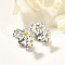 304 Stainless Steel Hoop Earrings for Women, with Enamel and 316 Surgical Stainless Steel Ear Pins, Flower, Stainless Steel Color, 14x6mm