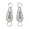 Tibetan Style Alloy Connector Charms, Cadmium Free & Lead Free, Teardrop, Antique Silver, 33x9.5x3mm, Hole: 4.5mm