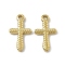 PVD Vacuum Plating 201 Stainless Steel Pendants, Cross Charm, Real 18K Gold Plated, 20x11x2mm, Hole: 2mm