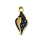 304 Stainless Steel Enamel Pendants, Ion Plating(IP), Real 18K Gold Plated, Conch, 16.5x7.5x1.5mm, Hole: 1.8mm