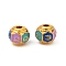 Brass Enamel Beads, Cadmium Free & Nickel Free & Lead Free, Round, Matte Gold Color, Orchid, 6x5mm, Hole: 1.4mm