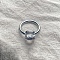 Square 304 Stainless Steel with Glass Finger Rings, Stainless Steel Color, Clear, 10mm, US Size 7(17.3mm)