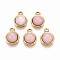 Natural Rose Quartz Half Round Charms, 201 Stainless Steel Findings, Real 18K Gold Plated, Ion Plating(IP), 13.5x10x5.5~6mm, Hole: 1.5~1.6mm