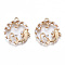 Brass Micro Pave Clear Cubic Zirconia Pendants, Long-Lasting Plated, Cadmium Free & Lead Free, Flat Round with Fish, Light Gold, 21x19x2mm, Hole: 1.5mm