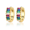 Cubic Zirconia Hoop Earrings, 925 Sterling Silver Earrings for Women, with S925 Stamp, Real 18K Gold Plated, Colorful, 10x3mm