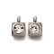 201 Stainless Steel Charms, with Crystal Rhinestone, Square, 9x6x3.5mm, Hole: 1.8mm
