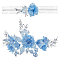Flower Polyester Garter Leg Ring, Wedding Bridal Garters, with Imitation Pearl, Light Steel Blue, 150x220x6mm & 53x195x7mm