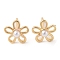 Rack Plating Brass Studs Earrings for Women, with Plastic Pearl, Cadmium Free & Lead Free, Long-Lasting Plated, Flower, Real 18K Gold Plated, 10x10mm