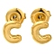 304 Stainless Steel Stud Earrings, Real 14K Gold Plated, Letter C, 7x6.5mm