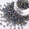 Round Glass Seed Beads, Transparent Colours Rainbow, Round, Dark Gray, 4mm