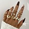 12Pcs Alloy with Rhinestone Finger Rings, Heart/Butterfly, Golden, Inner Diameter: 16~19mm