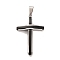 304 Stainless Steel Pendants, Cross Charm, Religion, Black & Stainless Steel Color, 46.5x29x5mm, Hole: 8.8x4mm