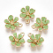 Alloy Pendants, with Enamel, Flower, Light Gold, Light Green, 15x12.5x4mm, Hole: 1.4mm