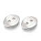 Tarnish Resistant 201 Stainless Steel Buttons, 2-Hole, Oval, Stainless Steel Color, 14x11x2mm, Hole: 1.8mm