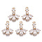 Brass Micro Pave Cubic Zirconia Pendants, Long-Lasting Plated, Light Gold, Teardrop, Clear, 16x13x3.5mm, Hole: 1.5mm