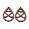 Walnut Wood Laser Cut Pendants, Hollow Charms, Undyed, Teardrop, 35x25x2.4mm, Hole: 1.6mm