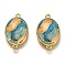 Brass Links Connectors, Long-Lasting Plated, with Enamel, Real 18K Gold Plated,  Oval, Colorful, 19x12x3.4mm, Hole: 1.2mm