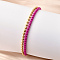 Brass Beaded Double Strand Bracelets, Spray Painted Box Chain Bracelets for Women, Rack Plating, Long-Lasting Plated,  Cadmium Free & Lead Free, Camellia, 6-5/8 inch(16.8cm)