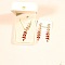 Wheat Alloy Gradient Color Cubic Zirconia Pendant Necklace & Stud Earring, Golden, Dark Red, 400mm & 50mm