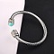 Adjustable C-shaped 304 Stainless Steel Twist Open Cuff Bracelets with Synthetic Turquoise, Stainless Steel Color
