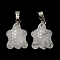Natural Quartz Crystal Pendants, Rock Crystal Pendants, Tortoise Charms, with Rack Plating Platinum Plated Brass Snap on Bails, 17~22x12.5~13.5x6~6.5mm, Hole: 8x5mm
