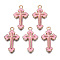 Alloy Enamel Pendants, Cross, Light Gold, Pink, 25x14x2mm, Hole: 1.8mm