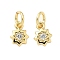 Brass Micro Pave Cubic Zirconia Pendants, Star Charms, with Jump Ring, Long-Lasting Plated, Cadmium Free & Lead Free, Rack Plating, Real 18K Gold Plated, 8x6x2mm, Hole: 3mm