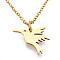 201 Stainless Steel Pendants Necklaces, Bird, Golden, 16.3 inch(40cm)x1mm