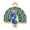 Alloy Pendants, Peacock, Dark Green, 18.5x17x1mm, Hole: 2mm