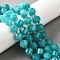 Natural Quartz Dyed Beads Strands, Faceted, with Seed Beads, Twist, Medium Turquoise, 10x9~10x9~10mm, Hole: 1mm, about 33~34pcs/strand, 15.04''~15.35''(38.2~39cm)