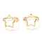 Adjustable Brass Finger Rings, Star, Real 18K Gold Plated, US Size 7, Inner Diameter: 18mm