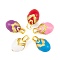 Brass Micro Pave Cubic Zirconia Pendants, with Enamel, Cadmium Free & Nickel Free & Lead Free, Real 18K Gold Plated, Egg Oval Charms, Mixed Color, 24.5x14mm, Hole: 3.5x4.5mm